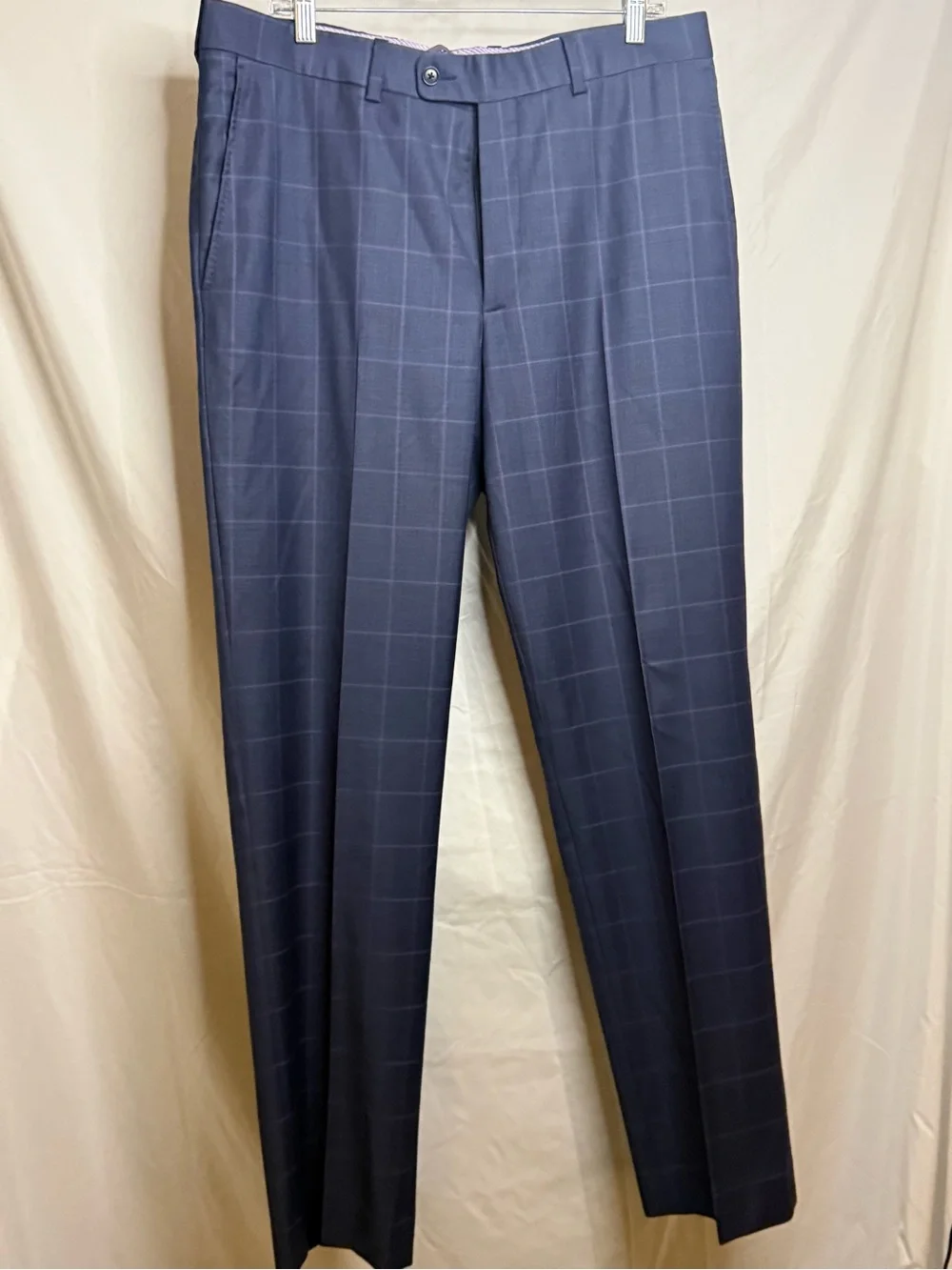 Aristo Eighteen Sterling Men’s 100% Wool Dress Pants Size 34 Navy Windowpane